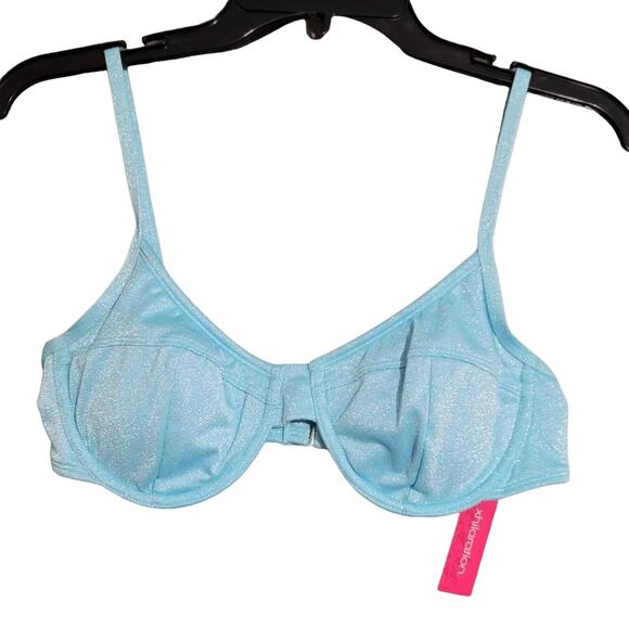 Xhilaration Blue Underwire Metallic Print Bikini Top Size M - Picture 2 of 7